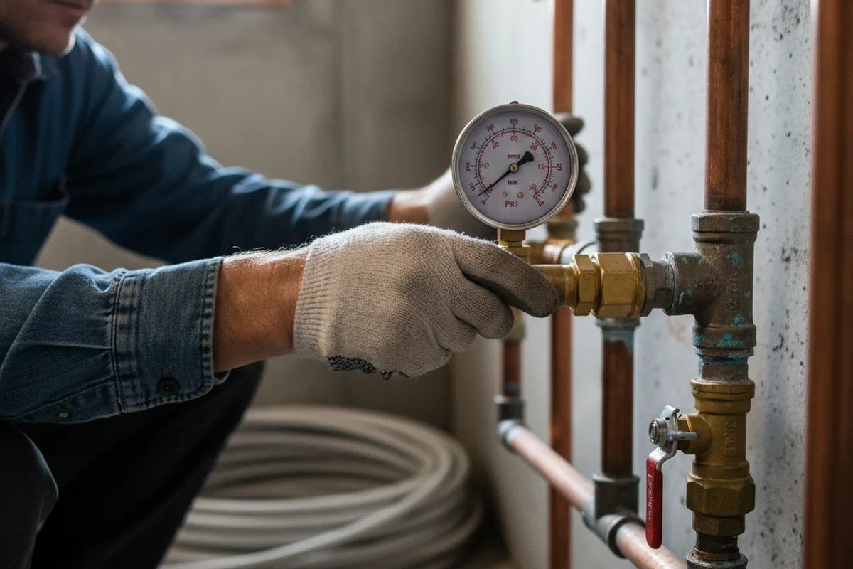 Pressure testing a repaired line during Water Line Repair in Lawrenceville